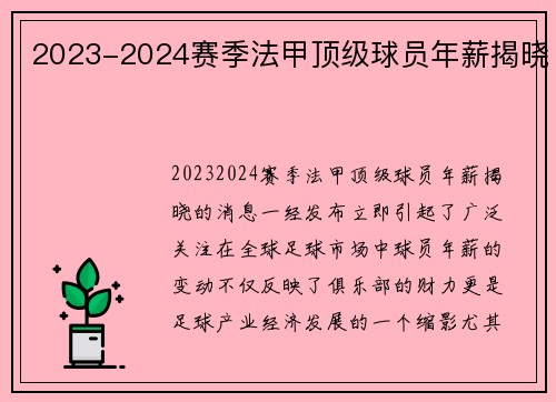 2023-2024赛季法甲顶级球员年薪揭晓